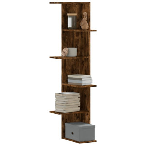vidaXL Hoekwandschap 36,5x36,5x140 cm bewerkt hout gerookt eikenkleur