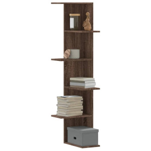 vidaXL Hoekwandschap 36,5x36,5x140 cm bewerkt hout bruin eikenkleurig