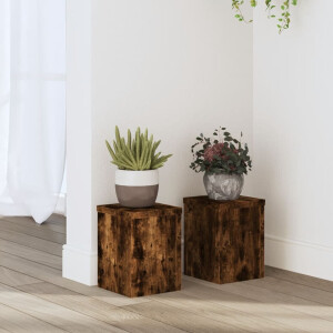 vidaXL Plantenstandaards 2 st 15x15x20 cm bewerkt hout gerookt eiken