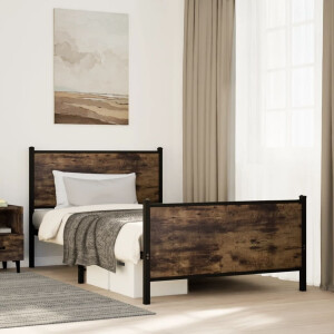 vidaXL Bedframe zonder matras metaal gerookt eikenkleurig 100x190 cm