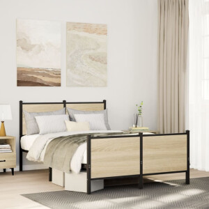 vidaXL Bedframe zonder matras metaal sonoma eikenkleurig 120x200 cm