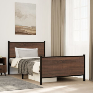 vidaXL Bedframe zonder matras metaal bruin eikenkleurig 100x190 cm