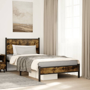 vidaXL Bedframe zonder matras metaal gerookt eikenkleurig 100x190 cm
