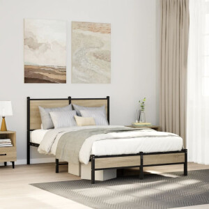 vidaXL Bedframe zonder matras metaal sonoma eikenkleurig 120x200 cm