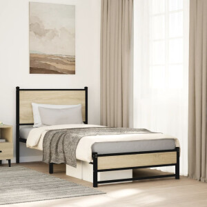 vidaXL Bedframe zonder matras metaal sonoma eikenkleurig 90x190 cm