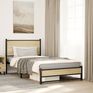 vidaXL Bedframe zonder matras metaal sonoma eikenkleurig 100x190 cm