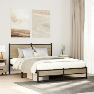 vidaXL Bedframe zonder matras metaal sonoma eikenkleurig 140x190 cm