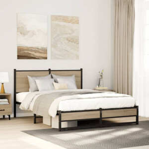 vidaXL Bedframe zonder matras metaal sonoma eikenkleurig 140x200 cm