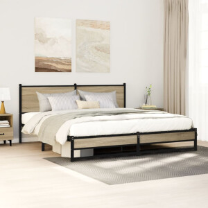 vidaXL Bedframe zonder matras metaal sonoma eikenkleurig 160x200 cm