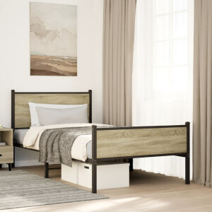 vidaXL Bedframe zonder matras metaal sonoma eikenkleurig 100x200 cm