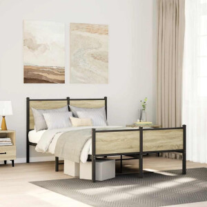 vidaXL Bedframe zonder matras metaal sonoma eikenkleurig 120x190 cm