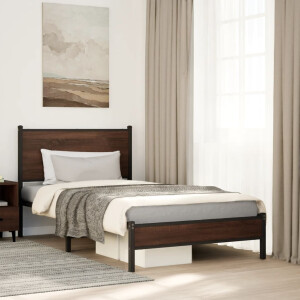 vidaXL Bedframe zonder matras metaal bruin eikenkleurig 100x190 cm