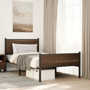 vidaXL Bedframe zonder matras metaal bruin eikenkleurig 100x190 cm