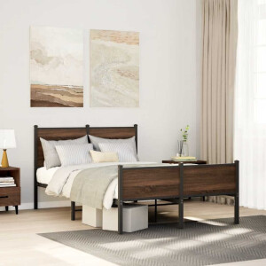 vidaXL Bedframe zonder matras metaal bruin eikenkleurig 120x190 cm