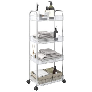 vidaXL Opbergtrolley 4-laags 37x28x95 cm acryl transparant