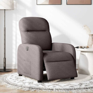 vidaXL Fauteuil verstelbaar elektrisch stof donkerbruin
