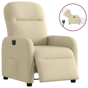 vidaXL Fauteuil verstelbaar elektrisch stof crèmekleurig