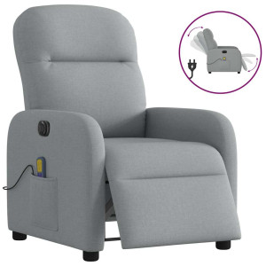 vidaXL Massagestoel elektrisch verstelbaar stof lichtgrijs