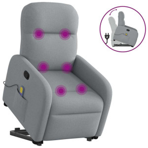 vidaXL Sta-op-massagestoel verstelbaar stof lichtgrijs
