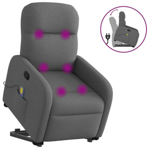 vidaXL Sta-op-massagestoel verstelbaar stof donkergrijs