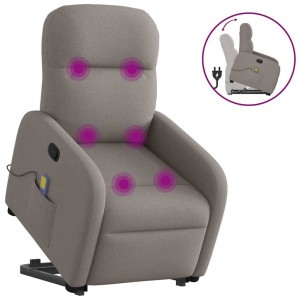 vidaXL Sta-op-massagestoel verstelbaar stof taupe