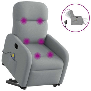 vidaXL Sta-op-massagestoel elektrisch verstelbaar stof lichtgrijs