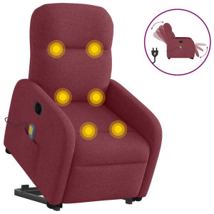 vidaXL Sta-op-massagestoel elektrisch verstelbaar stof wijnrood
