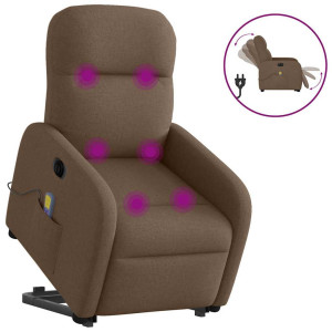 vidaXL Sta-op-massagestoel elektrisch verstelbaar stof bruin