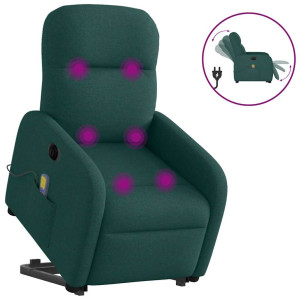 vidaXL Sta-op-massagestoel elektrisch verstelbaar stof donkergroen