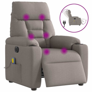 vidaXL Massagestoel elektrisch verstelbaar stof taupe