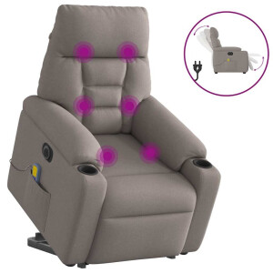 vidaXL Sta-op-massagestoel elektrisch verstelbaar stof taupe