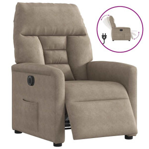 vidaXL Fauteuil verstelbaar elektrisch microvezelstof taupe
