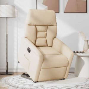 vidaXL Sta-op-stoel elektrisch verstelbaar microvezelstof beige