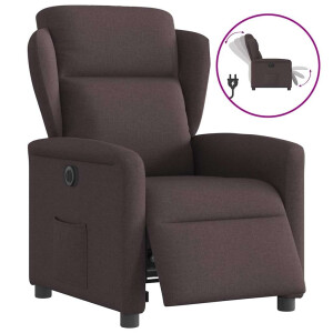 vidaXL Fauteuil verstelbaar elektrisch stof donkerbruin