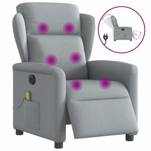 vidaXL Massagestoel elektrisch verstelbaar stof lichtgrijs