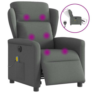 vidaXL Massagestoel elektrisch verstelbaar stof donkergrijs