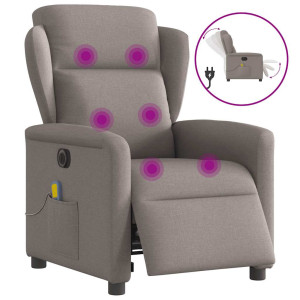 vidaXL Massagestoel elektrisch verstelbaar stof taupe