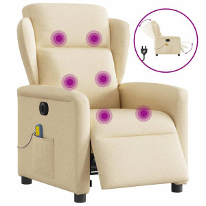 vidaXL Massagestoel elektrisch verstelbaar stof crèmekleurig