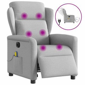 vidaXL Massagestoel elektrisch verstelbaar stof wolk grijs