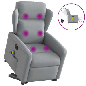 vidaXL Sta-op-massagestoel elektrisch verstelbaar stof lichtgrijs