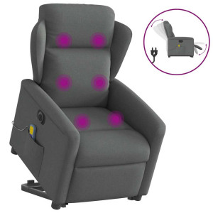 vidaXL Sta-op-massagestoel elektrisch verstelbaar stof donkergrijs