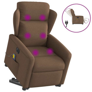 vidaXL Sta-op-massagestoel elektrisch verstelbaar stof bruin