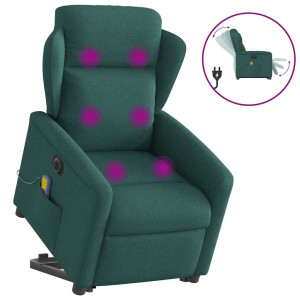 vidaXL Sta-op-massagestoel elektrisch verstelbaar stof donkergroen