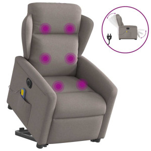 vidaXL Sta-op-massagestoel elektrisch verstelbaar stof taupe