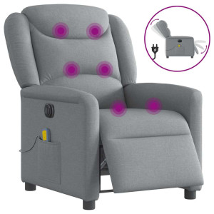vidaXL Massagestoel elektrisch verstelbaar stof lichtgrijs