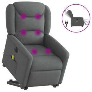 vidaXL Sta-op-massagestoel elektrisch verstelbaar stof donkergrijs