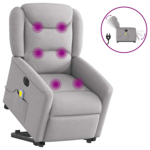 vidaXL Sta-op-massagestoel elektrisch verstelbaar stof wolk grijs