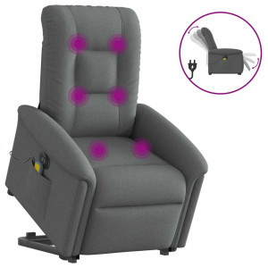 vidaXL Sta-op-massagestoel elektrisch verstelbaar stof donkergrijs