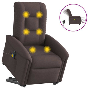 vidaXL Sta-op-massagestoel elektrisch verstelbaar stof donkerbruin