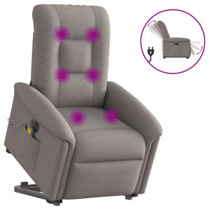 vidaXL Sta-op-massagestoel elektrisch verstelbaar stof taupe